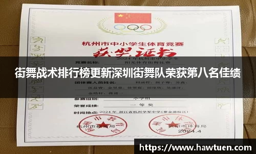 街舞战术排行榜更新深圳街舞队荣获第八名佳绩